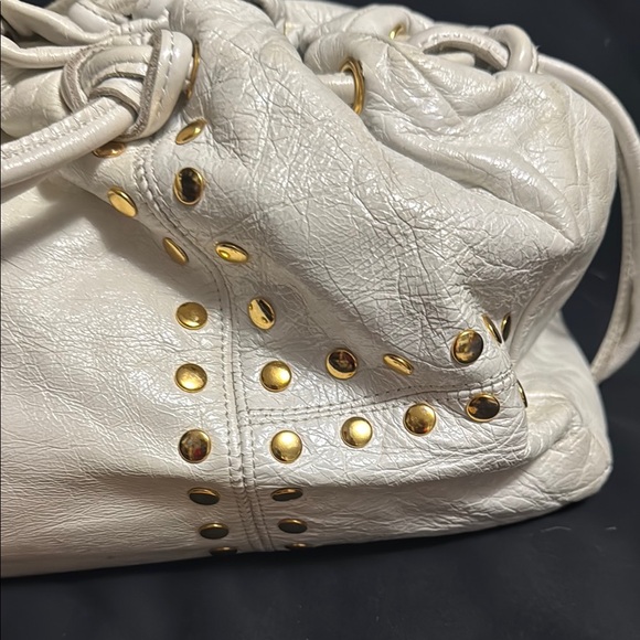 Sabina Elegant white soft Leather Bag with Gold Accents 80s - Picture 2 of 14